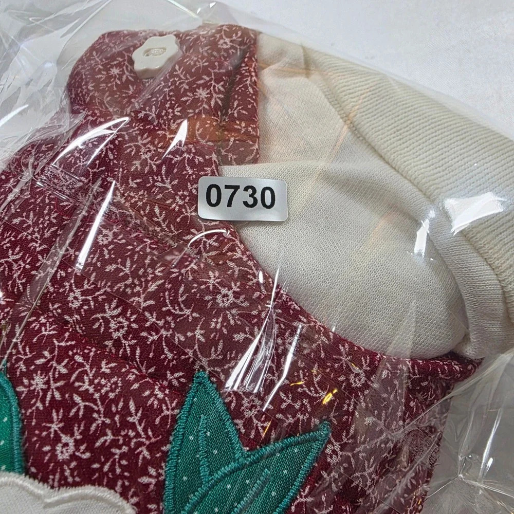 Vintage Baby Togs Baby Girl Burgundy Quilted Floral Jumper Set 12 Mo Cottagecore